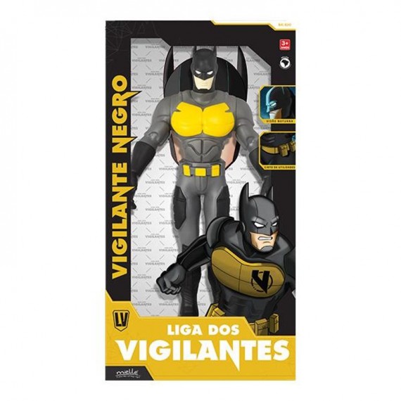 Boneco Articulado Grande Vigilante Negro C/ Máscara 