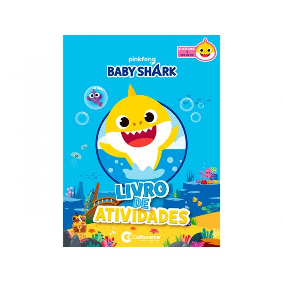 Livro de Atividades Diversão com Adesivos e Máscara Baby Shark